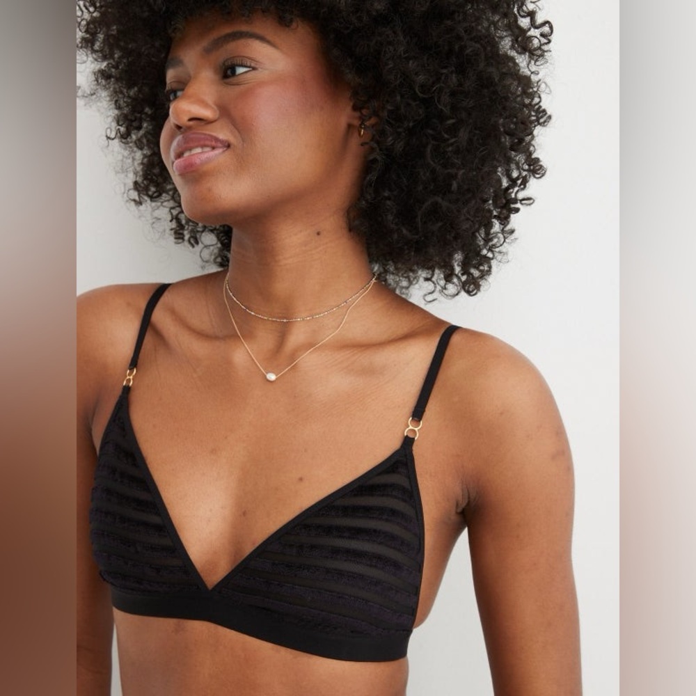 NWT Aerie Velvet Stripe Triangle Bralette
